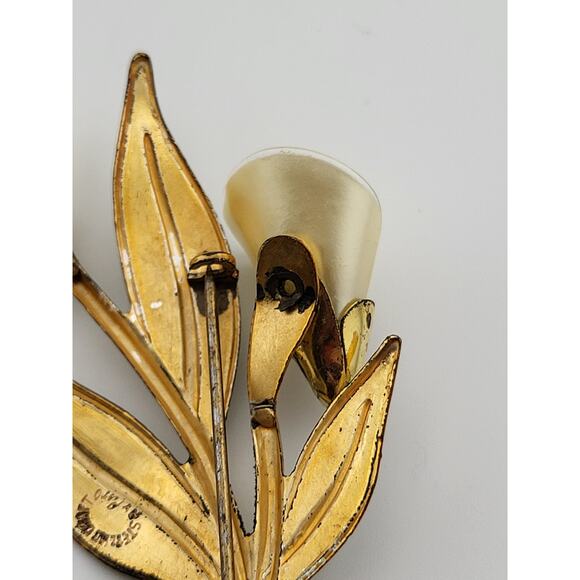 Vintage Sterling Craft by Coro Calla Lily Brooch Enamel Lucite 3" - Picture 6 of 7